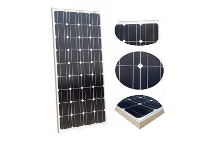 Close-up of mono crystalline silicon cells on solar panel 120W