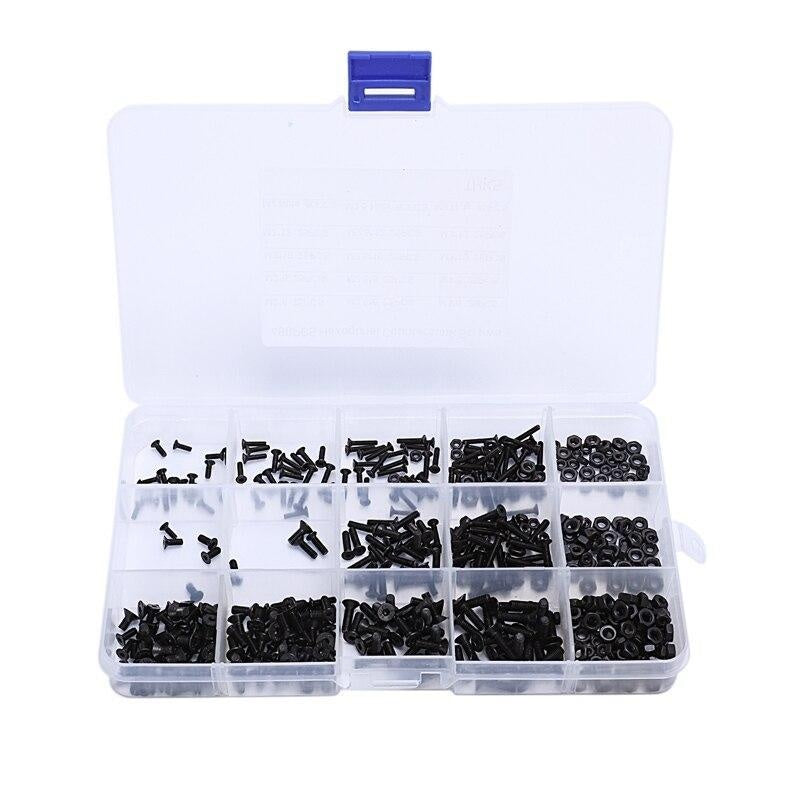 Countersunk screws M2 M3 black alloy steel close up
