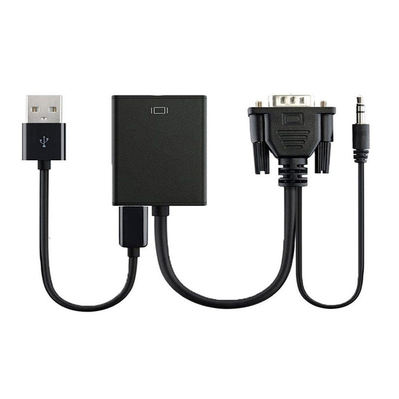 VGA to HDMI cable showing VGA connector side in black