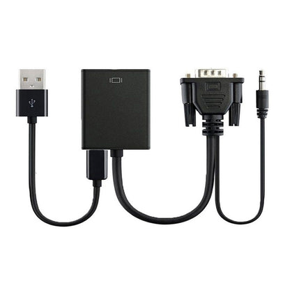 VGA to HDMI cable showing VGA connector side in black