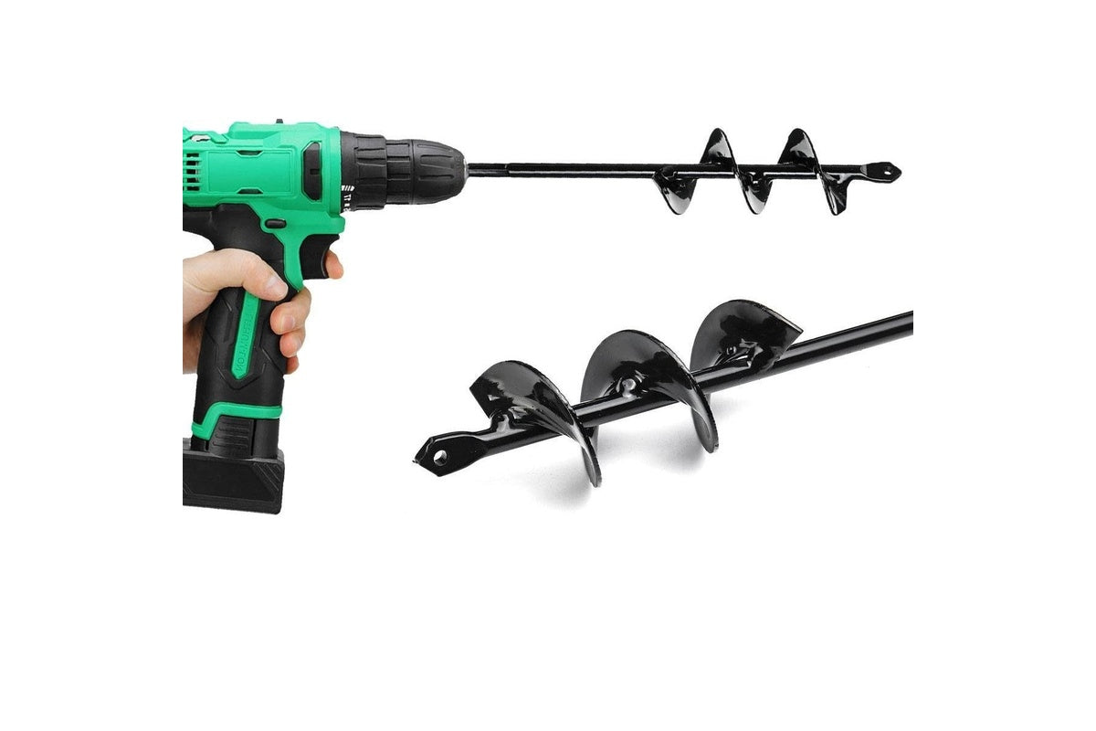 Side view of garden auger 450mm length steel shaft