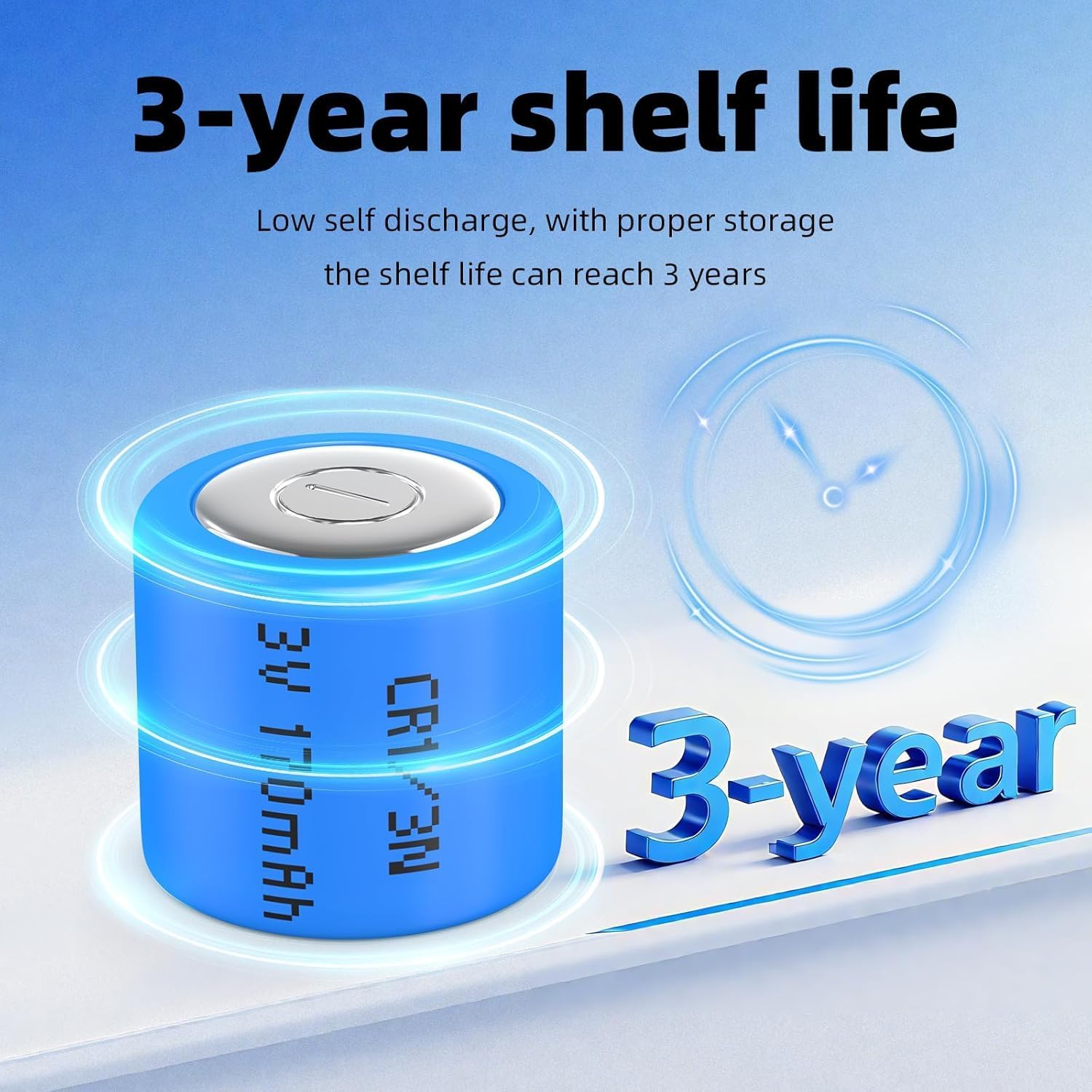 Side view of CR13N lithium button cell battery