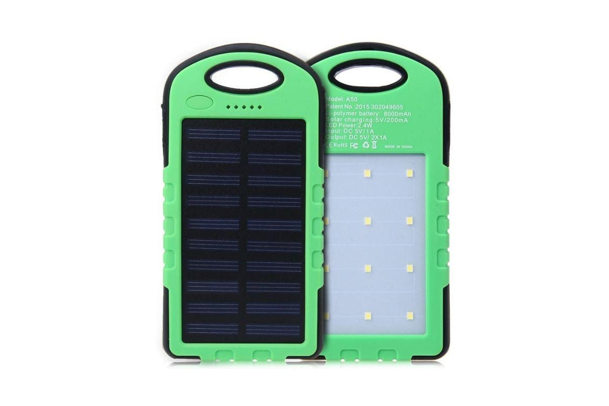 Close up of solar panel on solar power bank portable solar charger