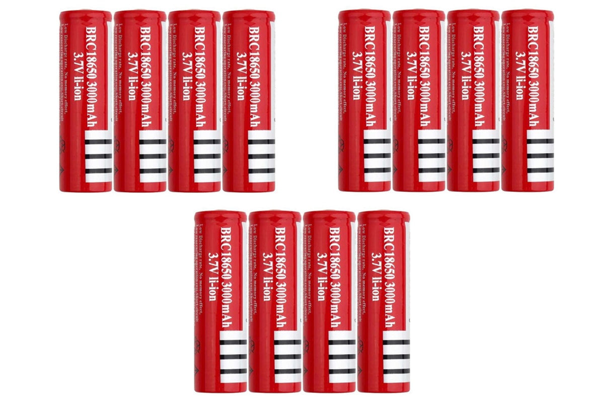 side view of 18650 rechargeable battery showing label