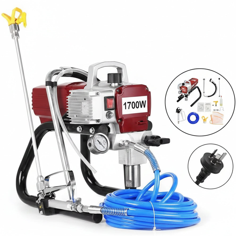 Airless paint sprayer 3300 PSI side view showing red body