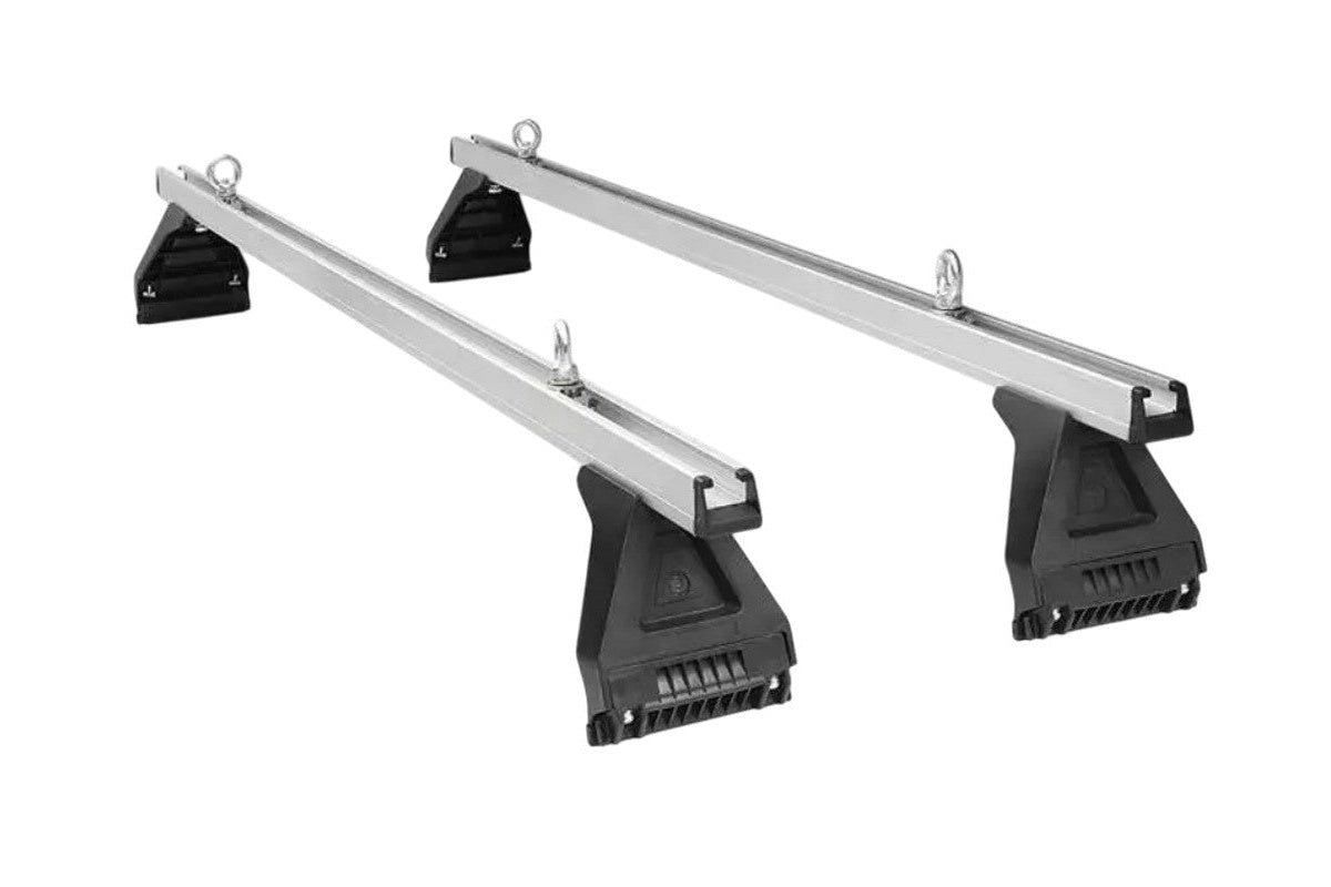 Close-up of gutter mount fitting on car roof rack cross bar