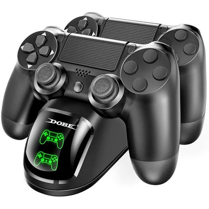 PS4 controller charging dock front view with LED indicators
