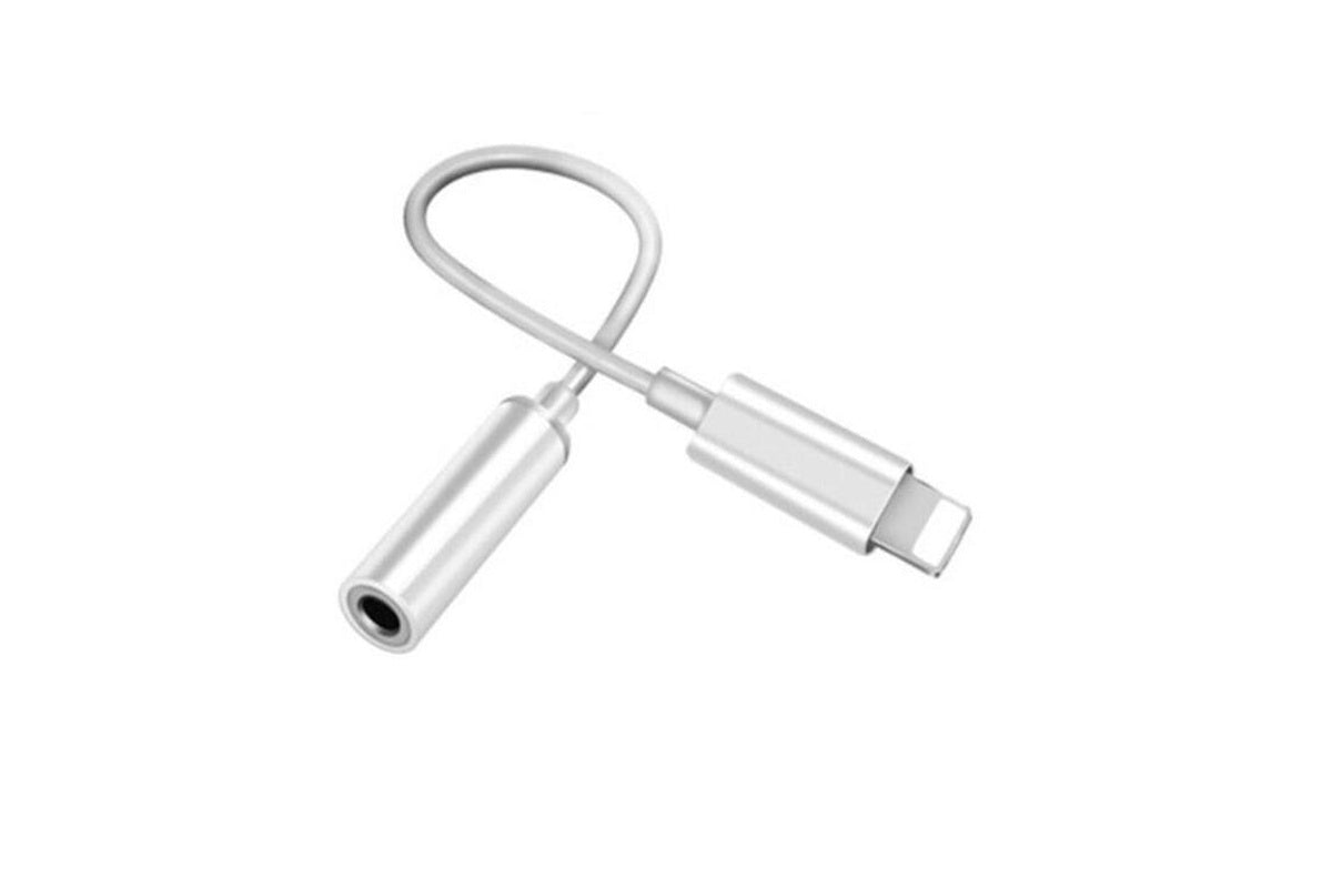 Close up of Lightning connector on headphone jack adapter