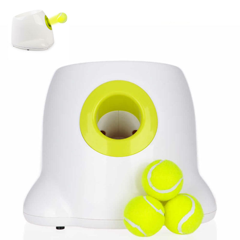 Dog ball thrower tennis launcher side view showing compact design