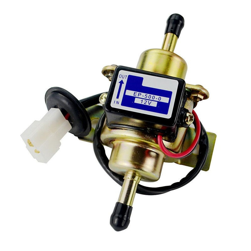 Fuel pump 12V electric showing brass metal body