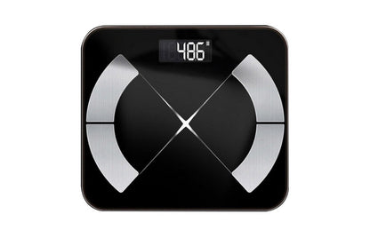 Close up of bathroom scales digital LCD screen display