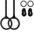Olympic gymnastic rings showing adjustable black nylon straps