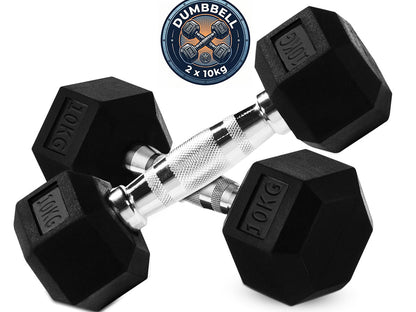 Dumbbell Set - 2X 10kg hex weights