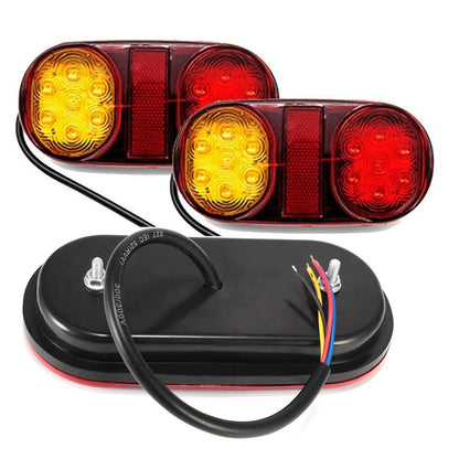 Front view of LED truck trailer light showing yellow and red lenses