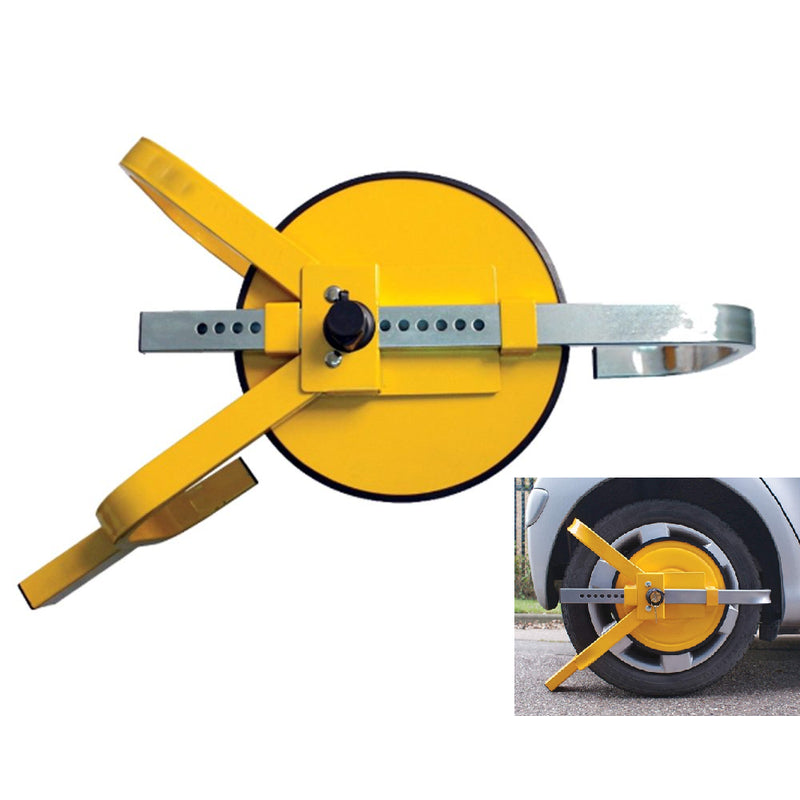 Wheel clamp wheel lock showing heavy duty steel frame