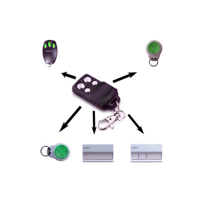 Merlin garage door remote black plastic front view