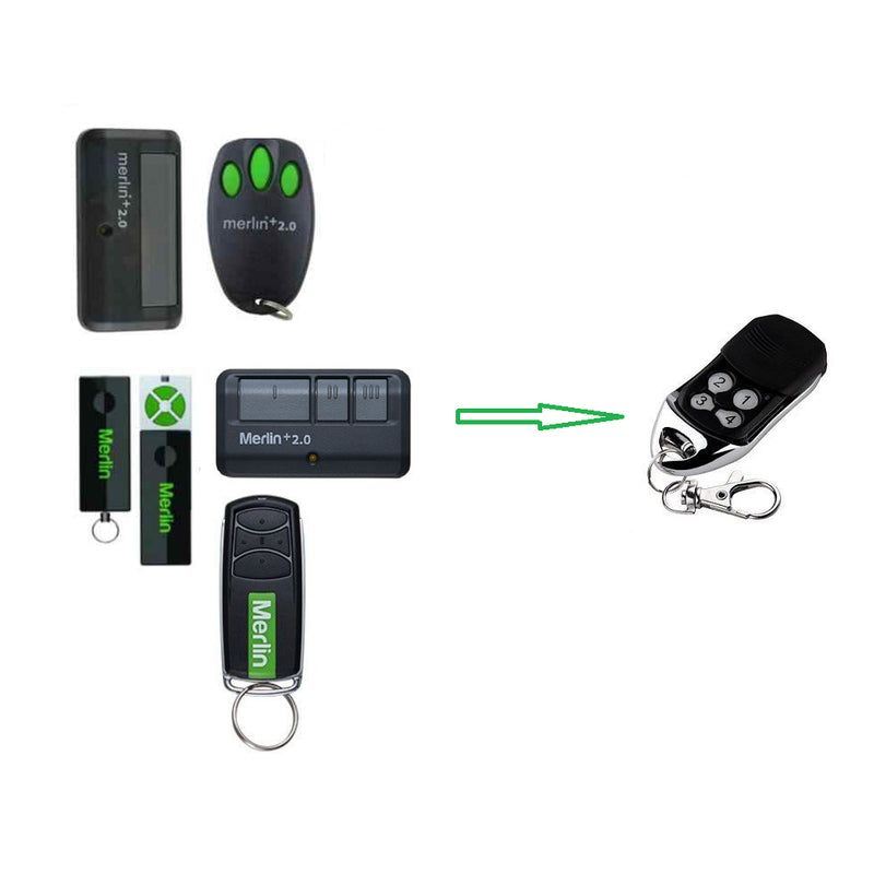 Merlin replacement remote control 20 front view in black colour