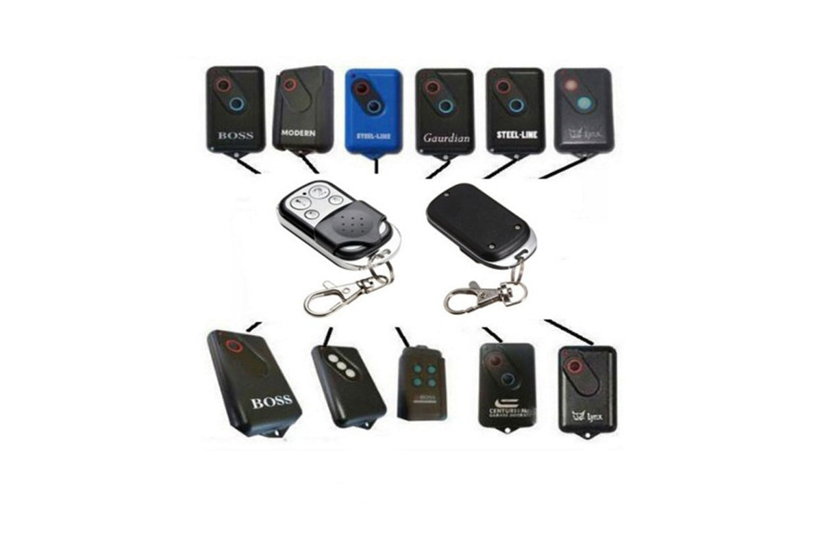 Side angle of Guardian garage door remote with chrome metal frame