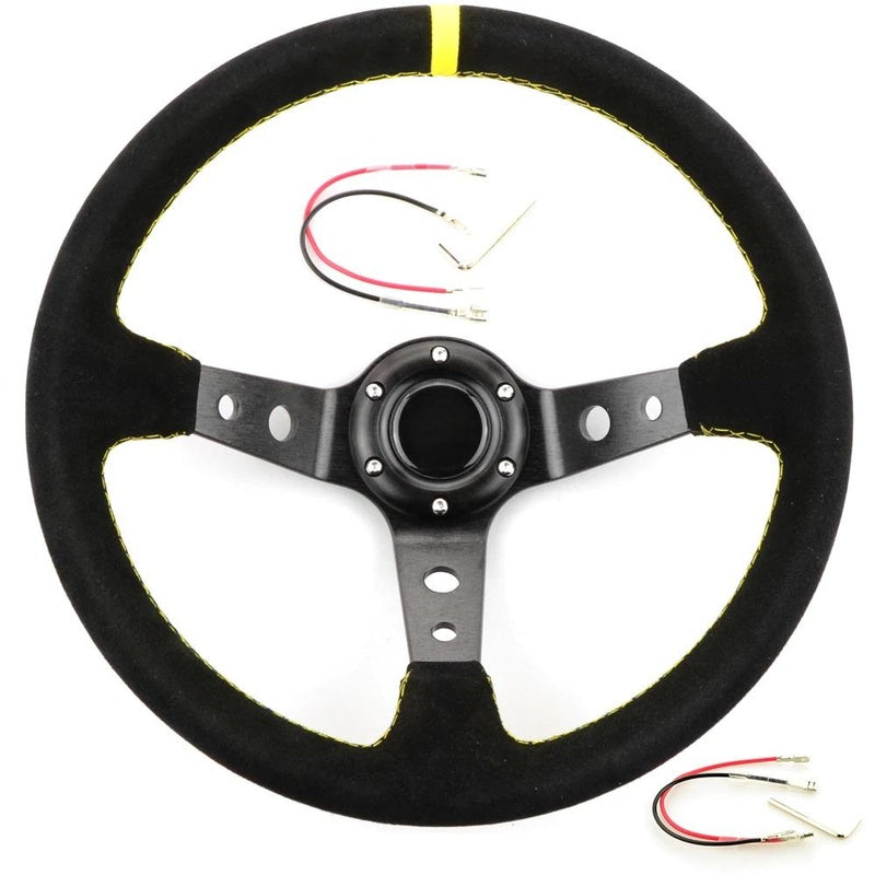 Steering wheel 350mm suede leather grip close up