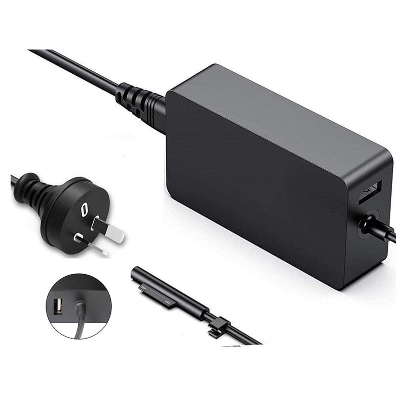 Surface Pro charger showing Australian plug and cable