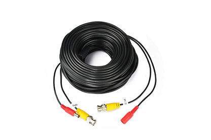 Close up of BNC connector on 50M CCTV cable showing metal plug