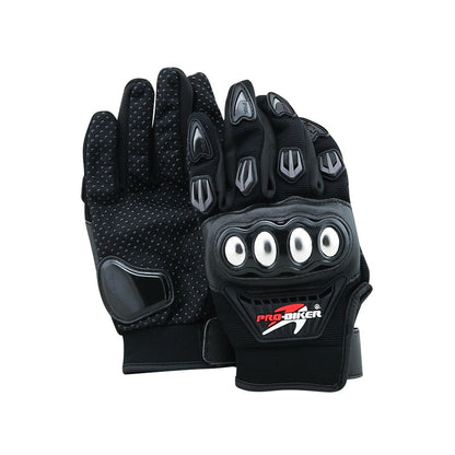 Motorbike gloves black leather close up on palm side