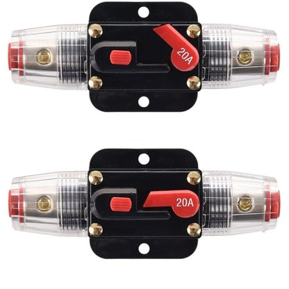 Inline breaker solar controller 20A showing front push button reset