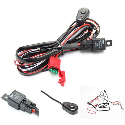 LED light bar wiring harness showing illuminated on off toggle switch