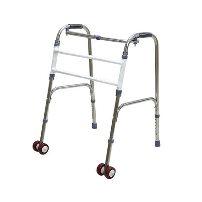 Adult walking frame mobility walker in stainless steel side view