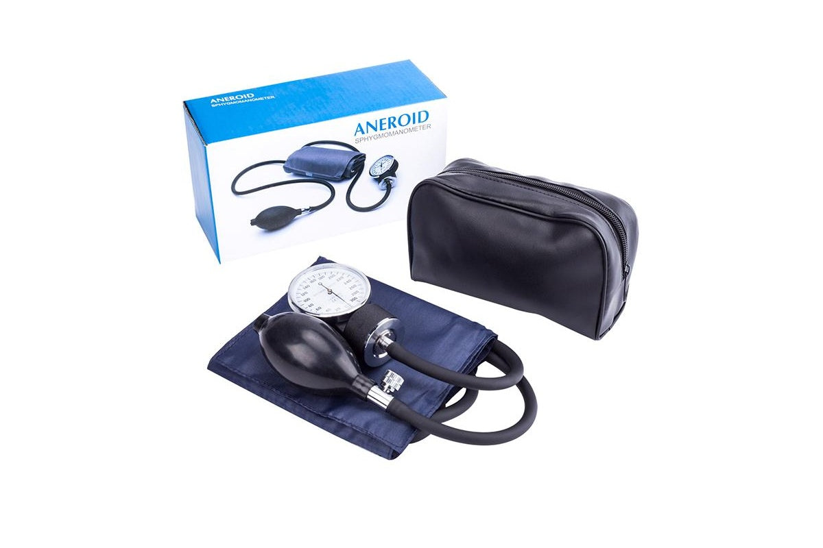 Close up of aluminium arm cuff on automatic blood pressure monitor
