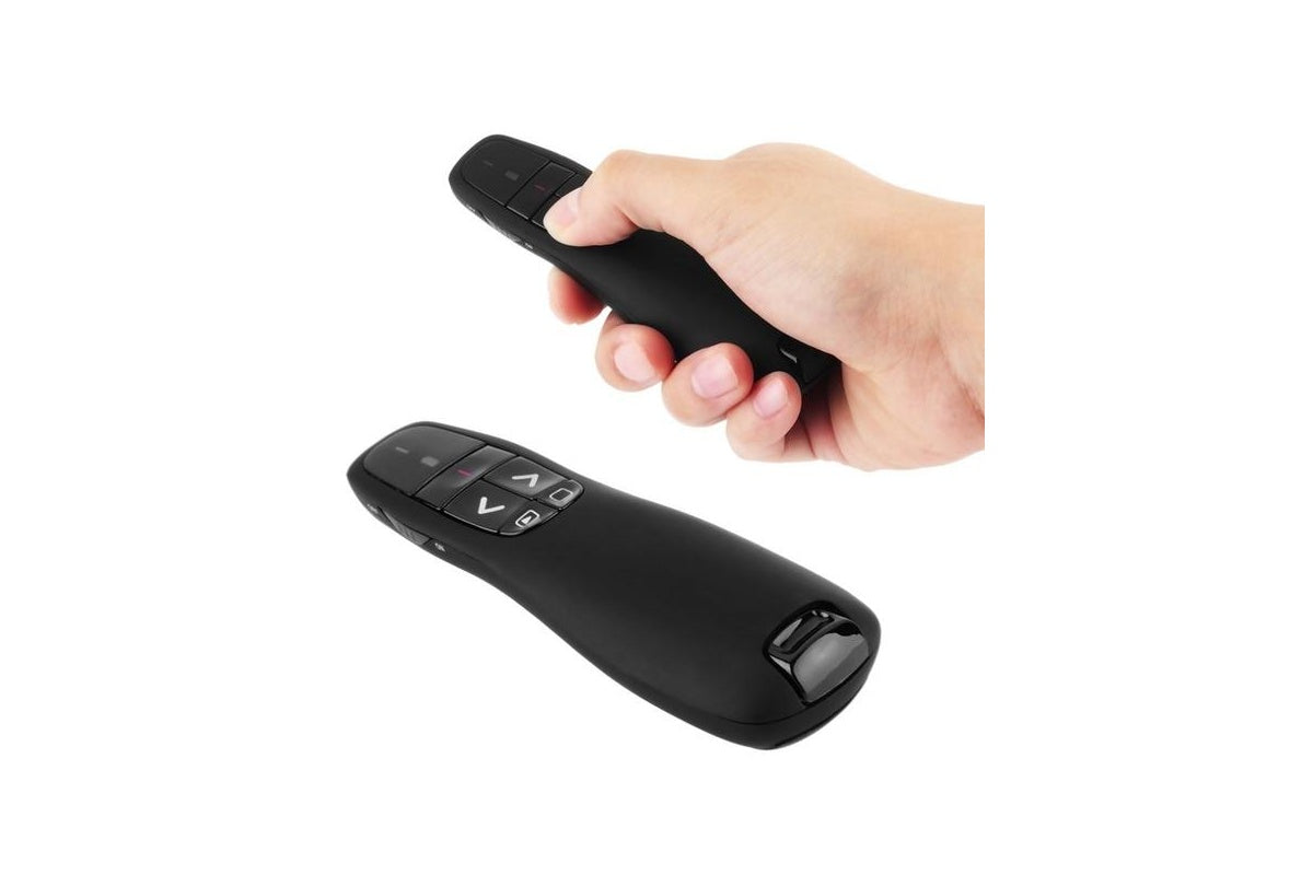 Close up of USB wireless presenter laser pointer buttons
