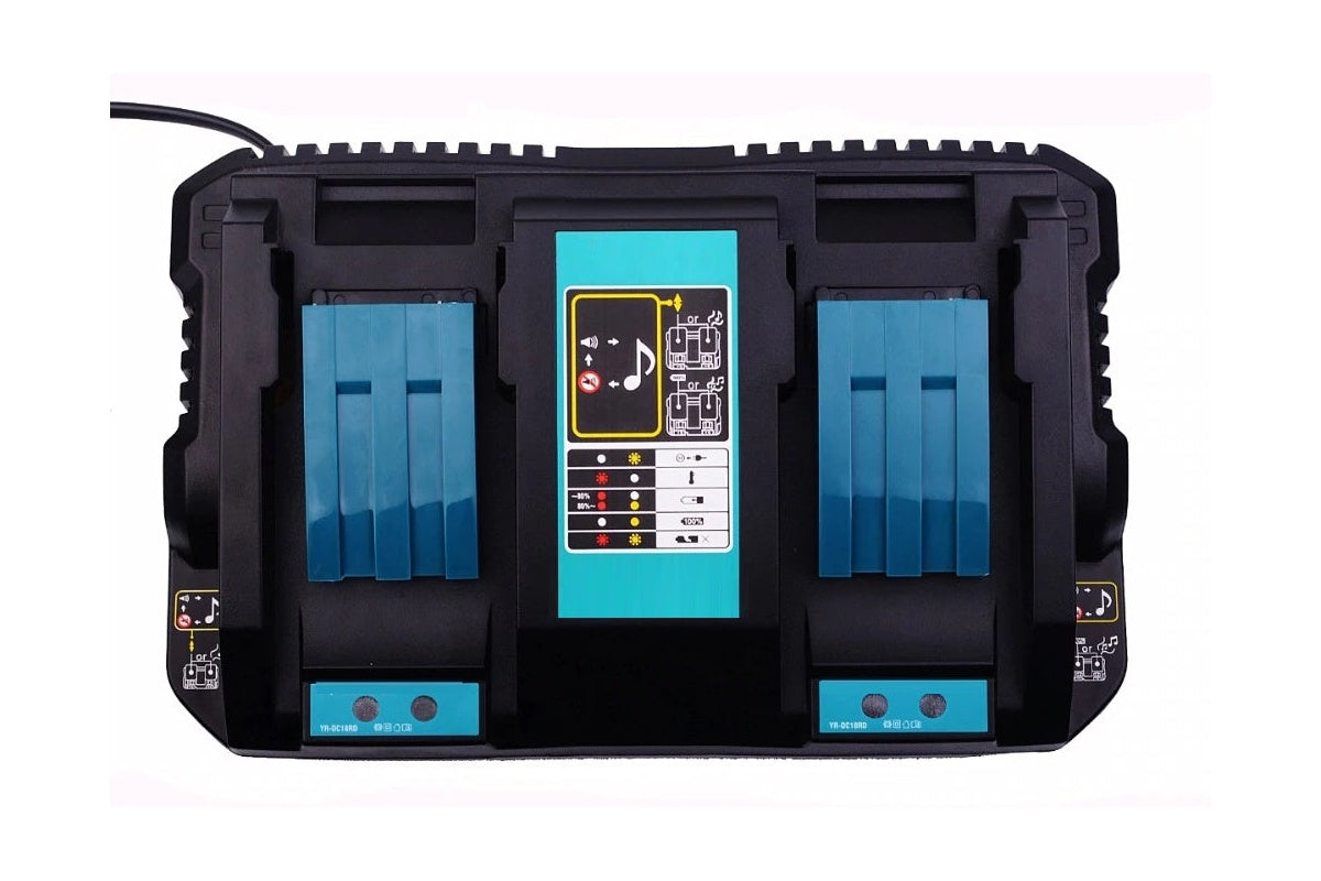Side angle of Replacement Makita battery charger showing USB port