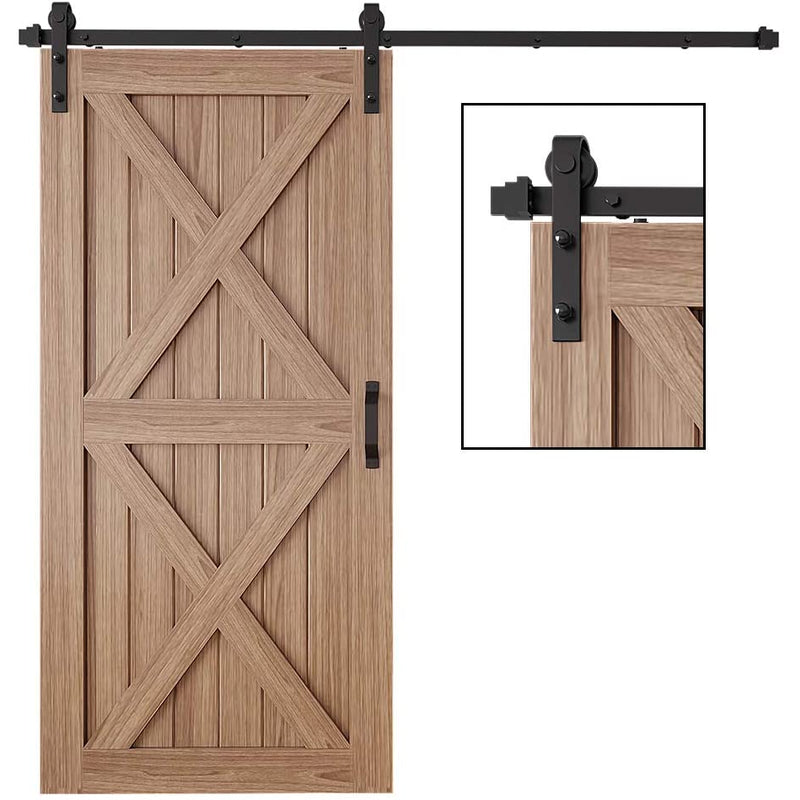 Barn door hardware 15M powder-coated steel track side view