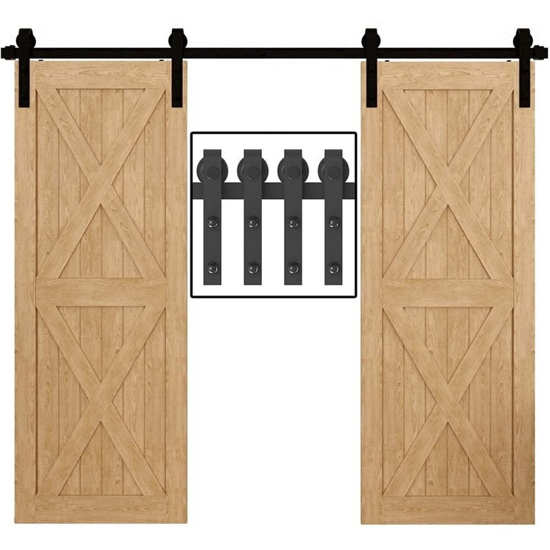 Barn door hardware 36m black powder-coated steel rail close-up