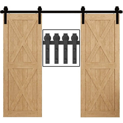 Barn door hardware 36m black powder-coated steel rail close-up