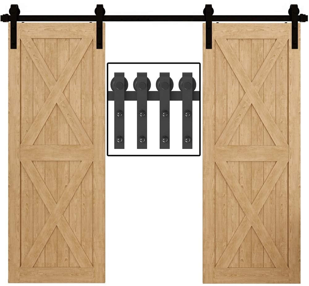 Side view of barn door hardware 36m showing track support brackets