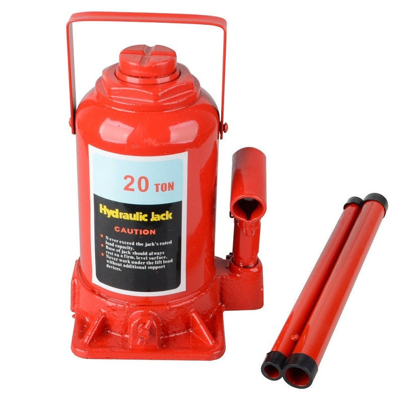Hydraulic bottle jack 20 ton side view showing steel body