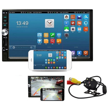 Car stereo with reverse camera front view showing touch screen