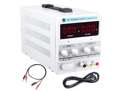 Back view showing power cord connection on DC power supply