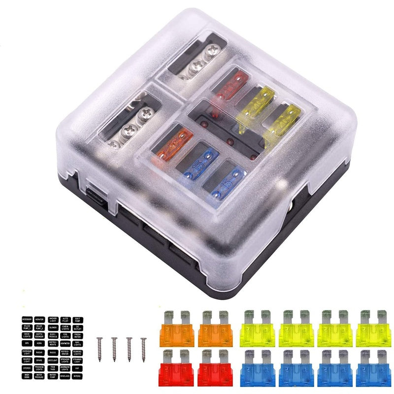 6 circuit negative bus blade fuse block showing LED indicator light