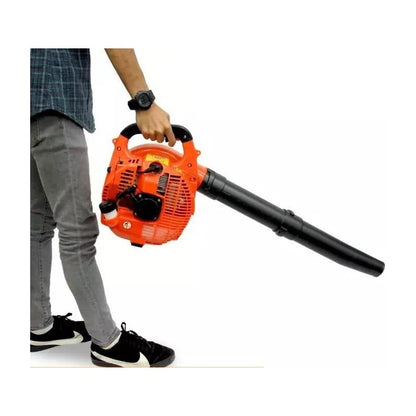 Petrol leaf blower handheld view showing ergonomic handle