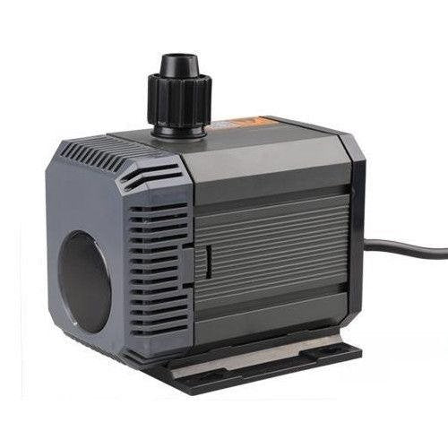 Top angle of pond pump with water outlet visible