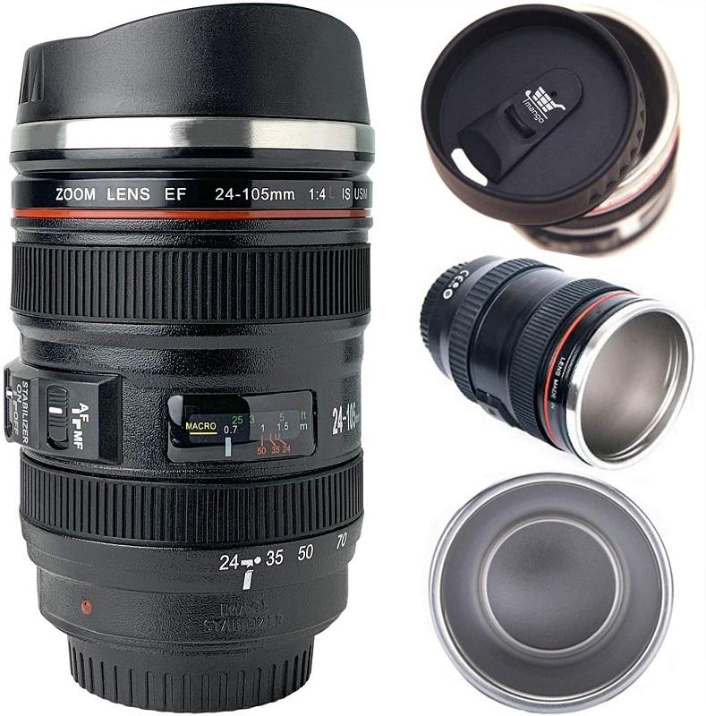 Stainless Steel Lined Camera Lens Mug