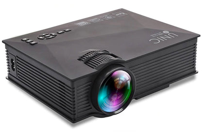 Side angle of HD smart projector with ventilation details