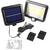 Solar flood light outdoor LED light showing front view with motion sensor