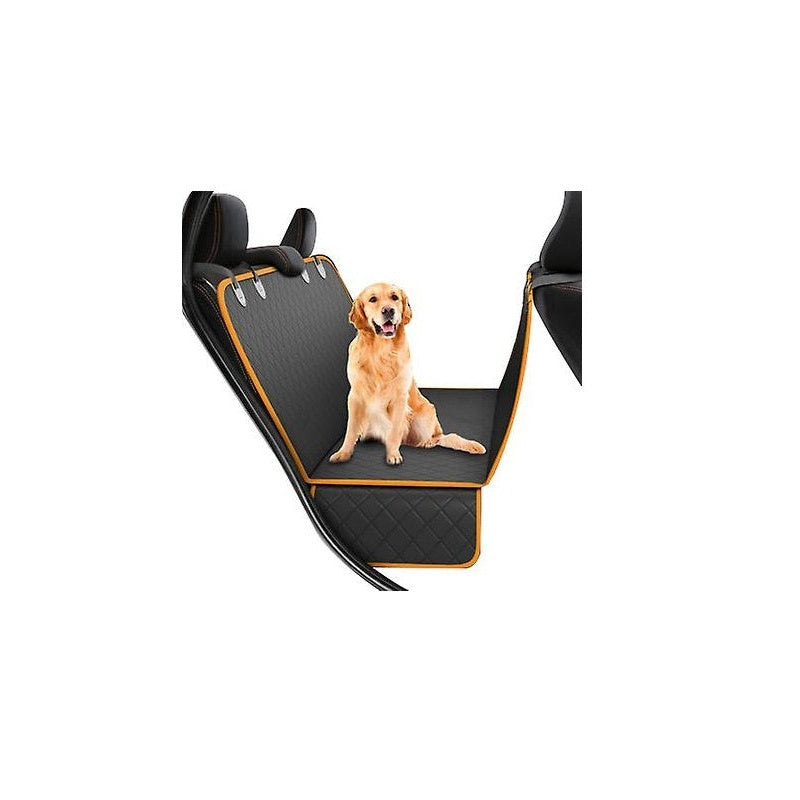 Pet car seat cover hammock in black showing waterproof material