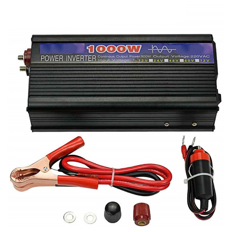 Pure sine wave inverter 1000W 12V front view showing compact design