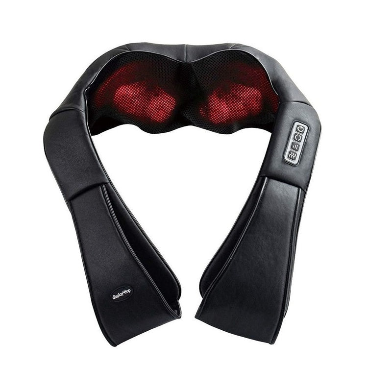 Neck massager in black PU leather showing front view