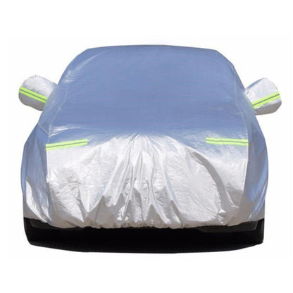 Aluminium car cover for large hatchback side view in silver colour