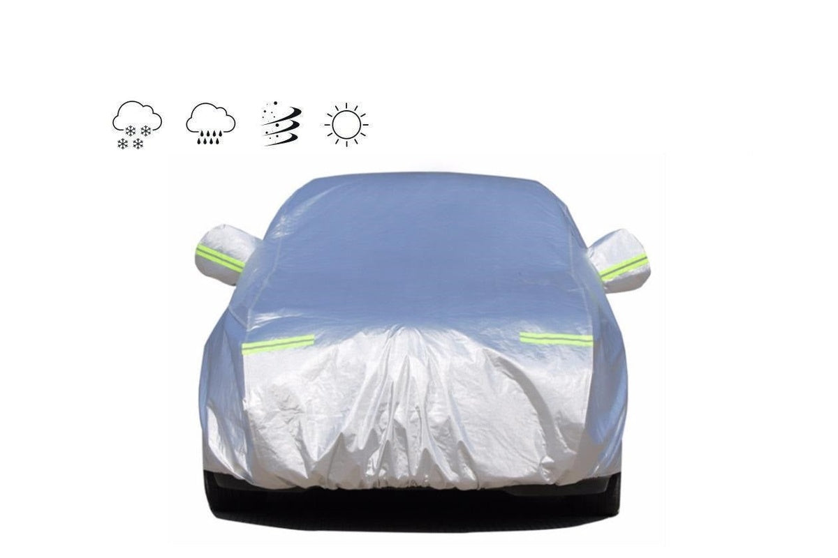 Close up of waterproof aluminium material on car cover